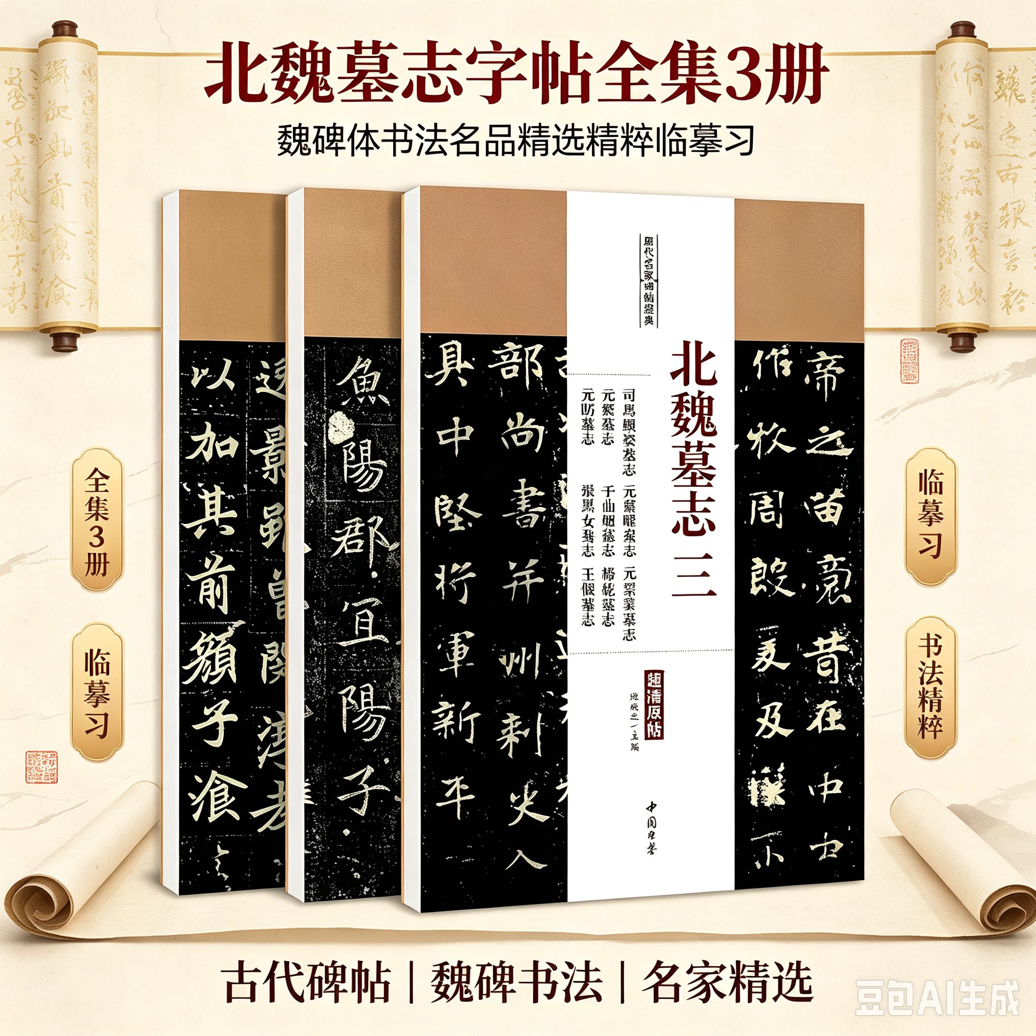 历代名家碑帖经典北魏墓志字帖全集3册魏碑体元桢穆亮元遥司马显姿墓志铭魏碑体书法毛笔集字古代中国书法名品精选精粹临摹习 书籍