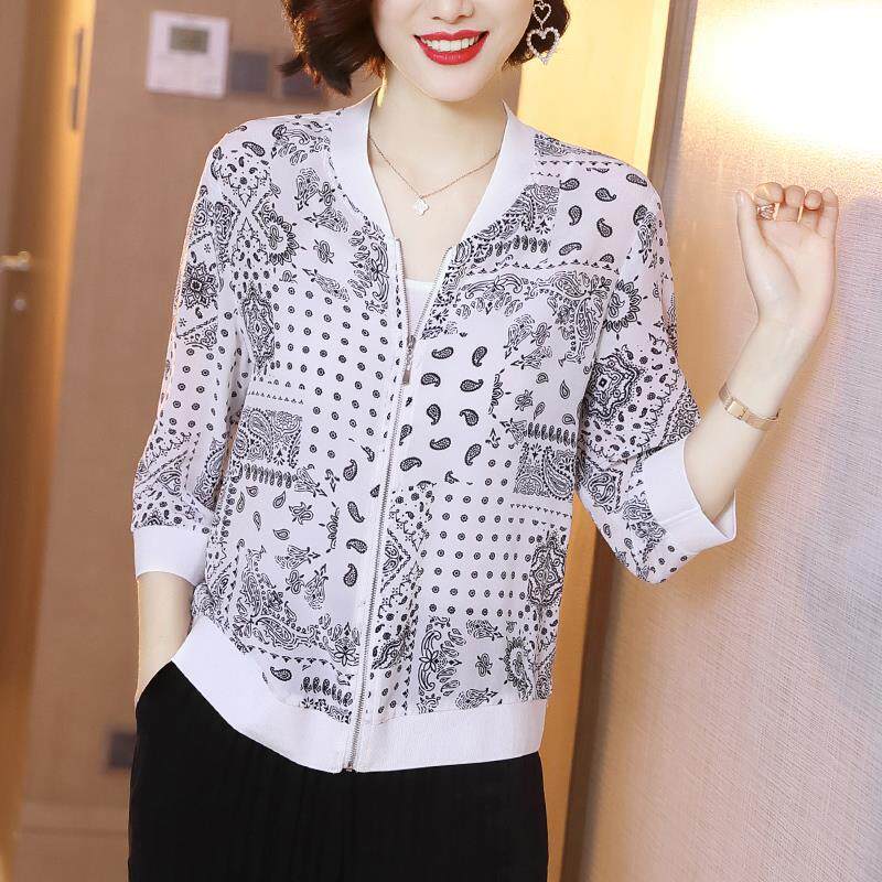 捡漏专柜撤回外贸大牌妈妈装夹克棒球服外套开衫雪纺防晒衣服女