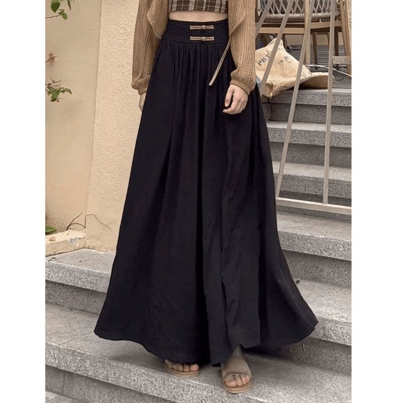 新中式国风冰丝雪纺阔腿裤女春夏季薄款高腰垂感大裤脚拖地裤裙女
