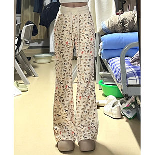 复古冰丝防晒微喇叭裤女夏季薄款高腰直筒宽松休闲拖地凉凉裤