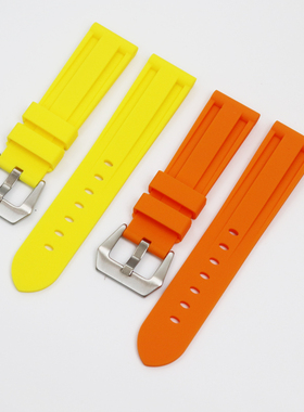 适配沛纳海手表带硅胶男款PAM111/441黑色针扣橡胶表带22 24 26mm