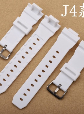 替换G-shock表带 白色配件16mm代用5600系列6900或9052橡胶手表带