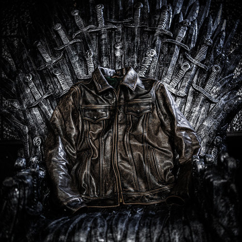 绿茶芯莫臣褪色翻领短款真皮