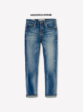 靛蓝色 MC013 莫臣男士新款赤耳丹宁牛仔裤春夏修身小直筒牛仔裤