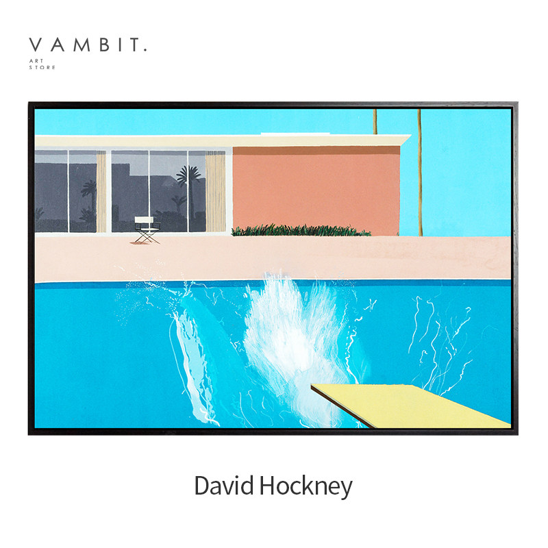大卫霍克尼 更大的水花 小众艺术装饰画餐厅无框画客厅沙发墙挂画