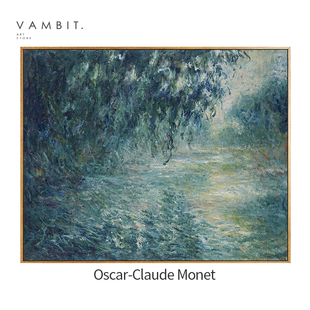 饰画小众现代简约卧室墙画复古民宿客栈酒店挂画 艺术装 莫奈 晨曦