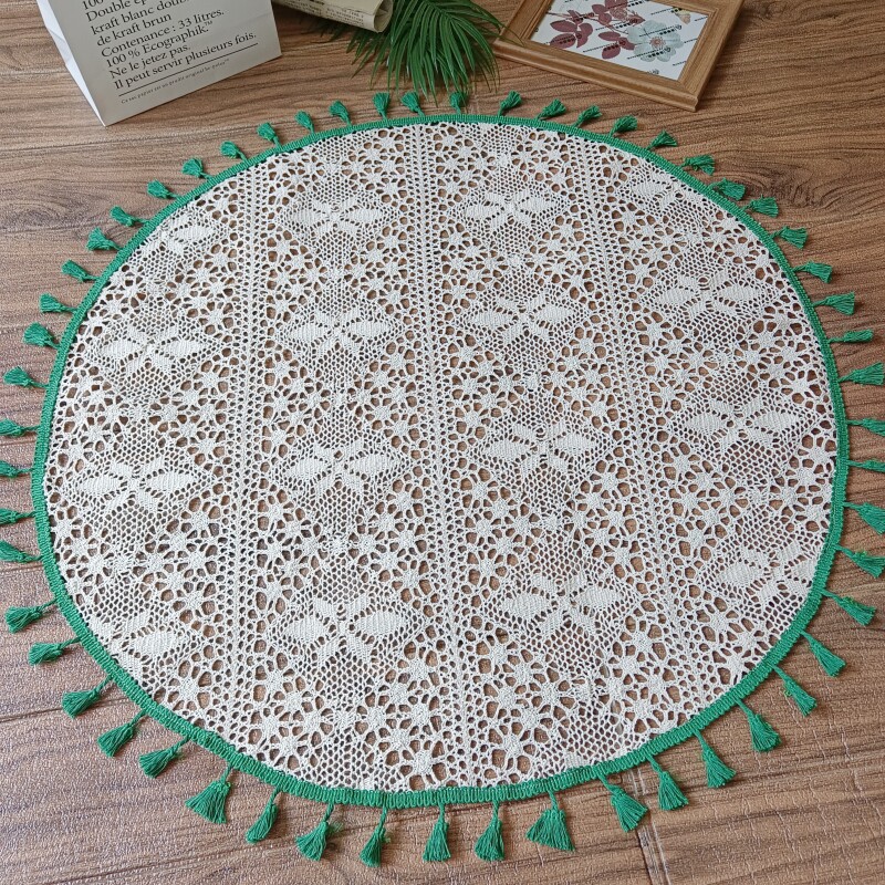 棉线钩花桌布圆形盖布规格齐全