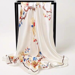 高档围巾百搭洋气中老年方巾杭州仿真丝女士丝巾围巾披肩头巾纱巾