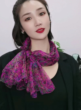 春秋季中国风女透气亲肤丝巾薄款