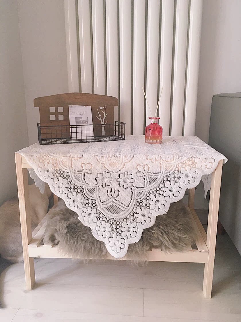 INS 복고풍 흰색 레이스 목가적 인 광장 커피 테이블 천으로 머리맡 테이블 커버 천으로 식탁보 사진 배경 장식