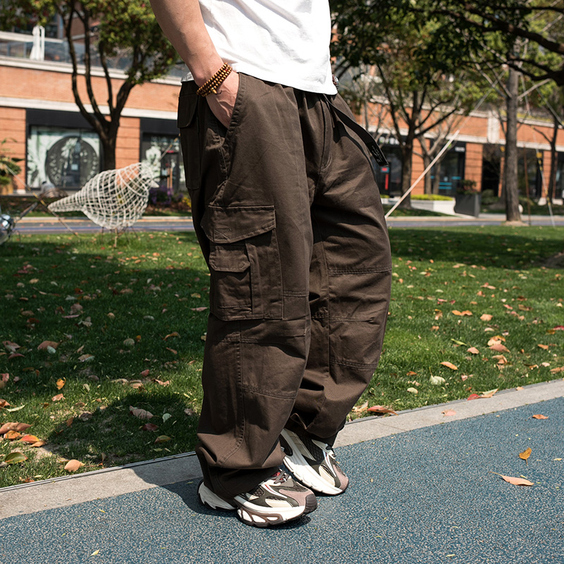 嘻哈大码工装裤男直筒休闲裤 胖人肥佬男长裤子 多口袋宽松阔腿裤