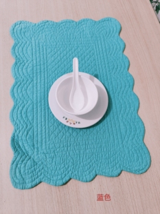 外贸原单简约双面纯色全棉夹棉刺绣绗缝隔热餐垫多用途坐垫清仓甩