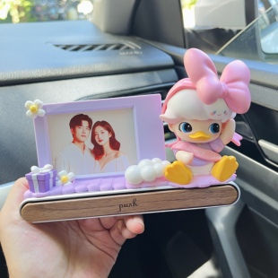 正品 牌車載擺件 泡泡瑪特Dimoo迪士尼情侶照片相框臨時停車號碼