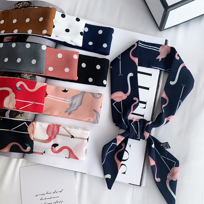 韩版细长款气质小领巾丝巾女士百搭韩国新款双面飘带早春夏装配饰