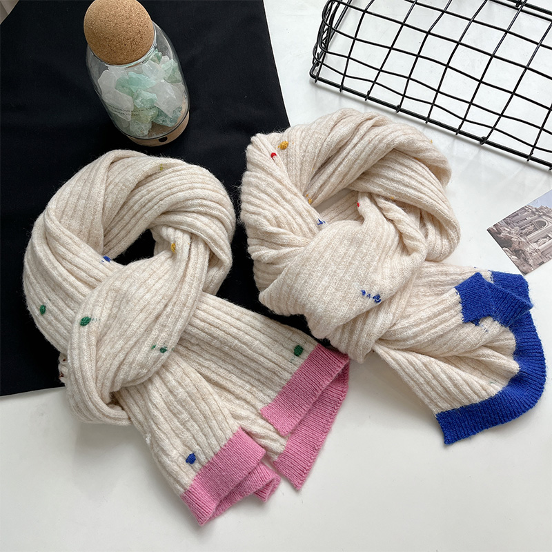 秋冬韩版女士彩虹糖围巾围脖