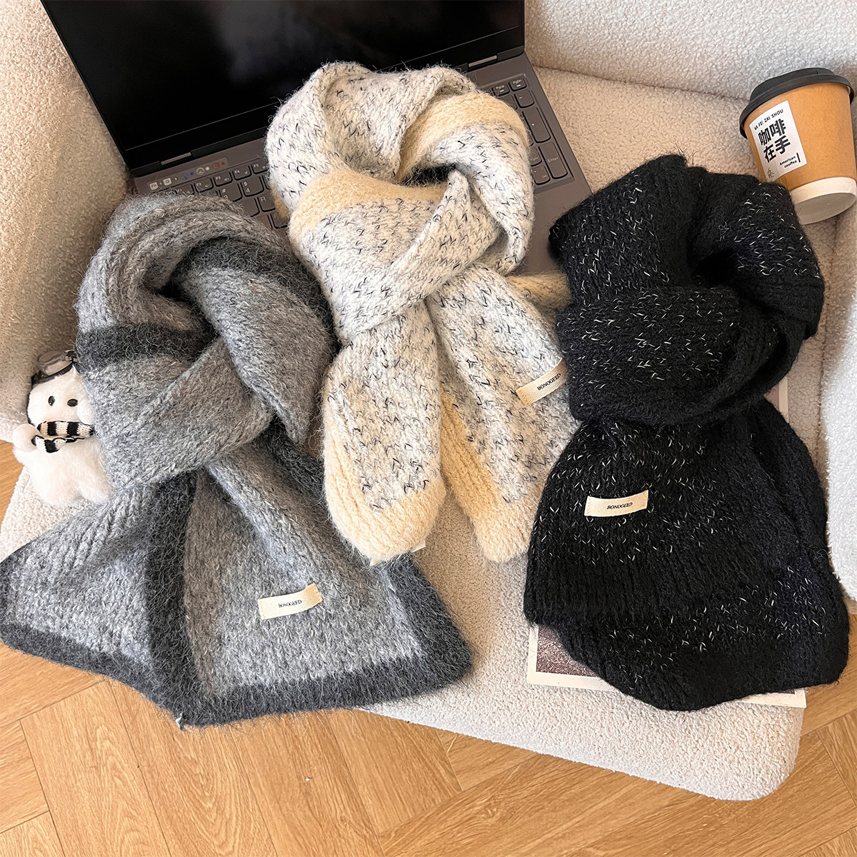 韩系氛围感软糯针织围巾女冬季加厚保暖学生百搭护颈情侣毛线围脖,服饰配件/皮带/帽子/围巾,围巾/丝巾/披肩,淘宝优惠券,粉丝福利购,淘宝优惠卷