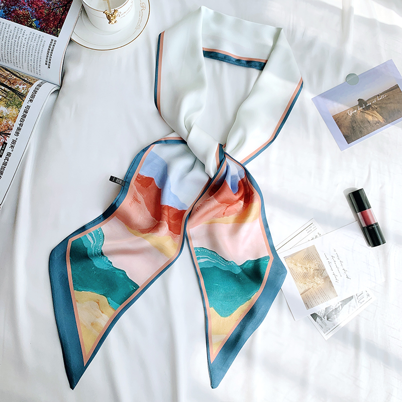 网红同款长款法式复古发饰女百搭装饰丝巾发带ins小长条领巾围巾