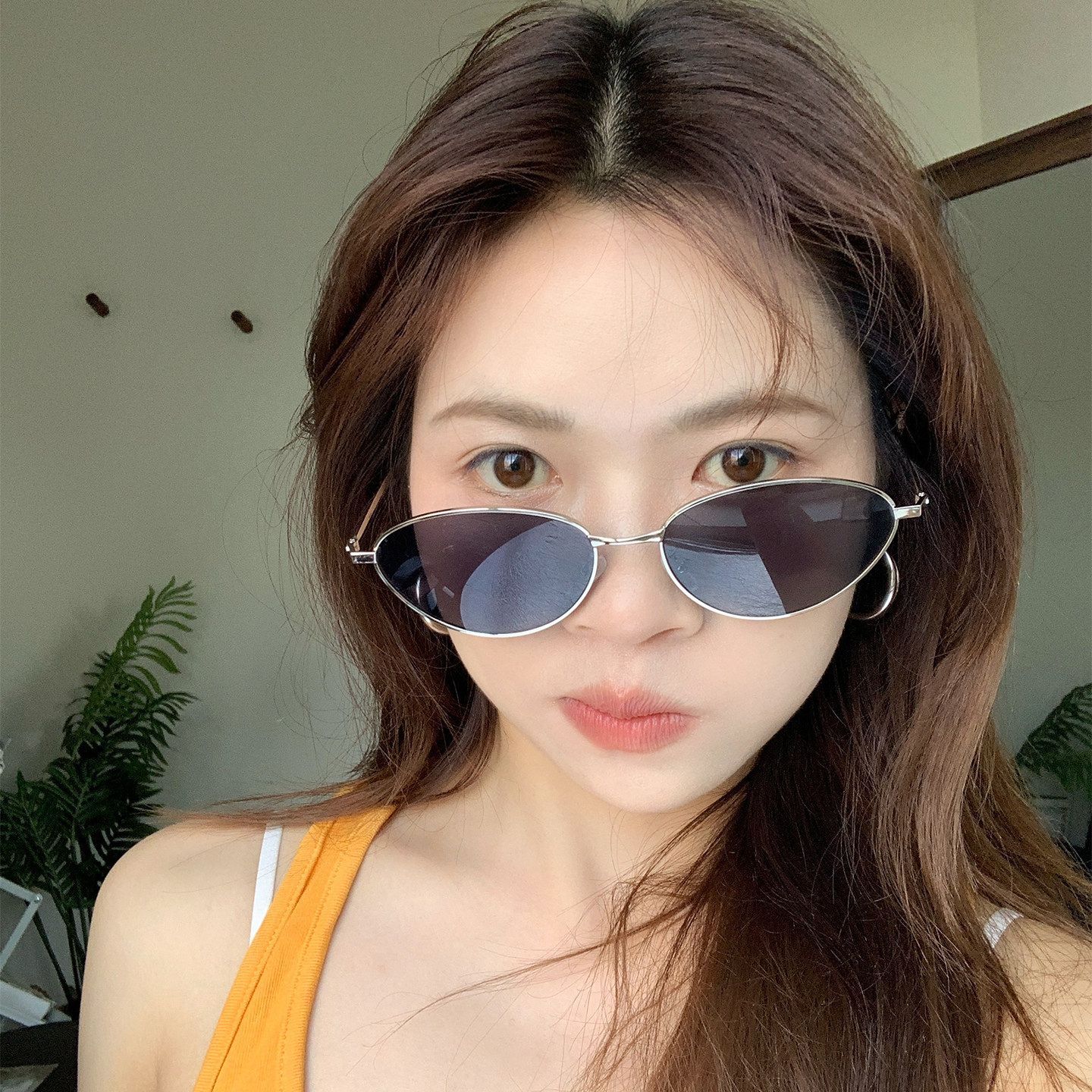 2026新款复古时尚金属边框猫眼眼镜女高级感显脸小百搭墨镜太阳镜