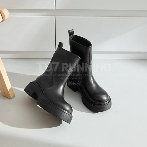 T97【胎牛版】欧洲站厚底百搭皮带扣短筒高级感短靴女G3073