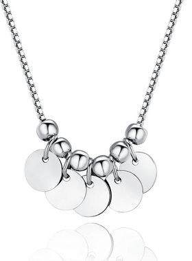 925纯银项链 简约时尚纯银女装链子 盒子套链 925纯银镀白金银链