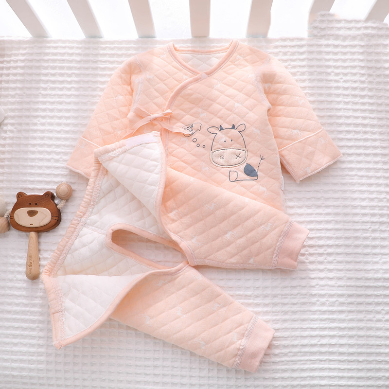 新生婴儿夹棉套装衣服秋冬季保暖
