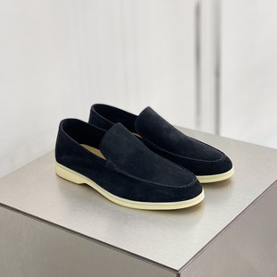 2026新款懒人鞋软底羊绒乐福鞋男女真皮麂皮豆豆鞋平底大码欧式风