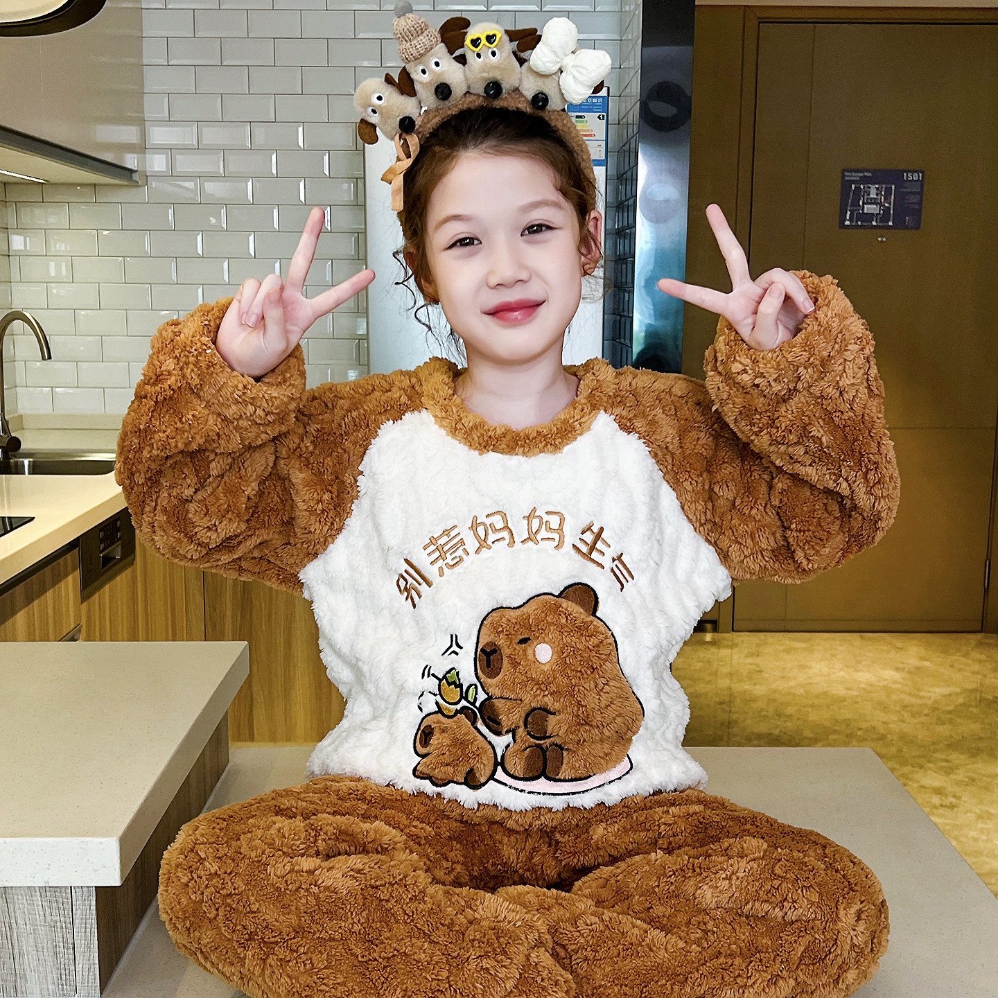 儿童睡衣女款新款冬天加厚家居服