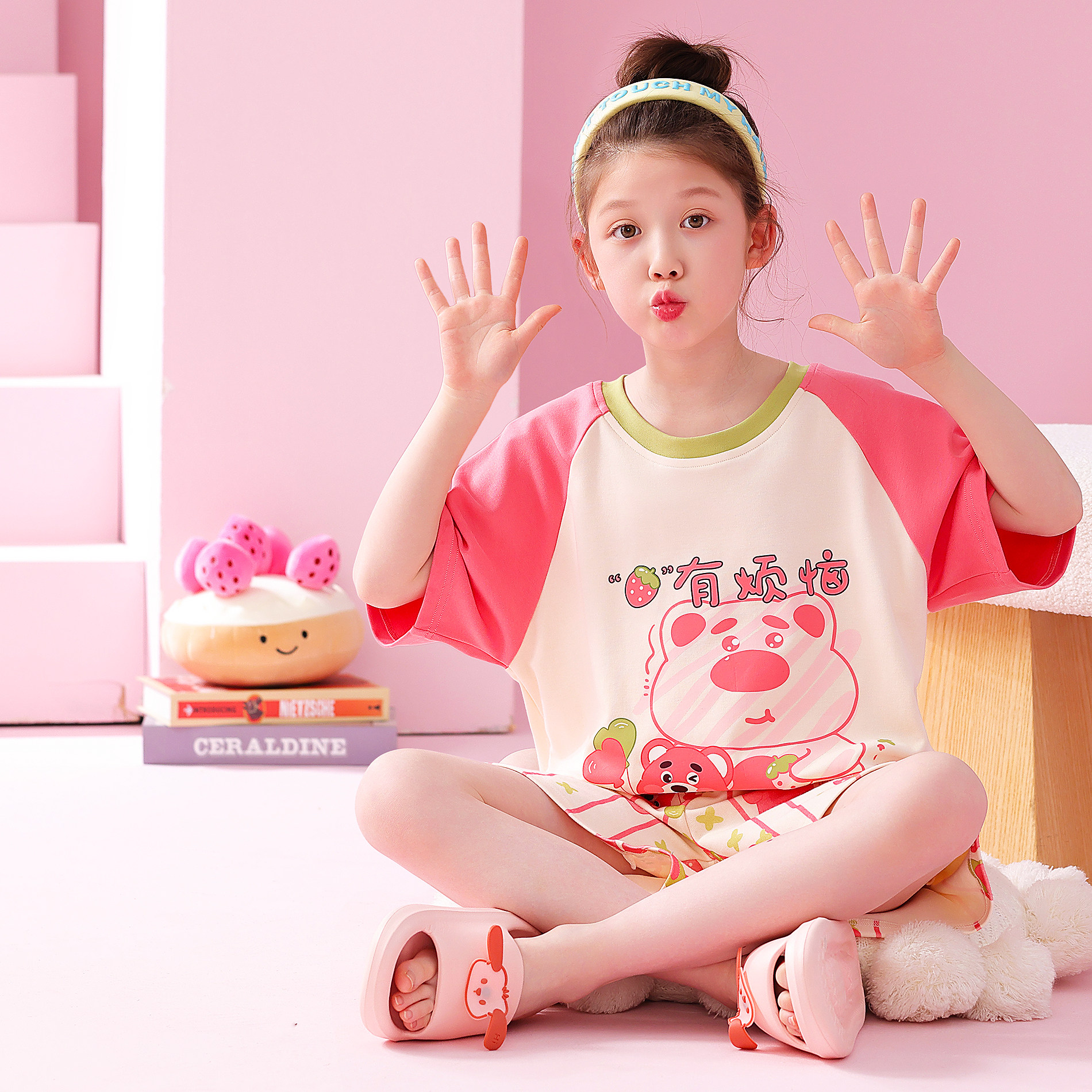 女童A类全棉睡衣夏季纯棉家居服图片