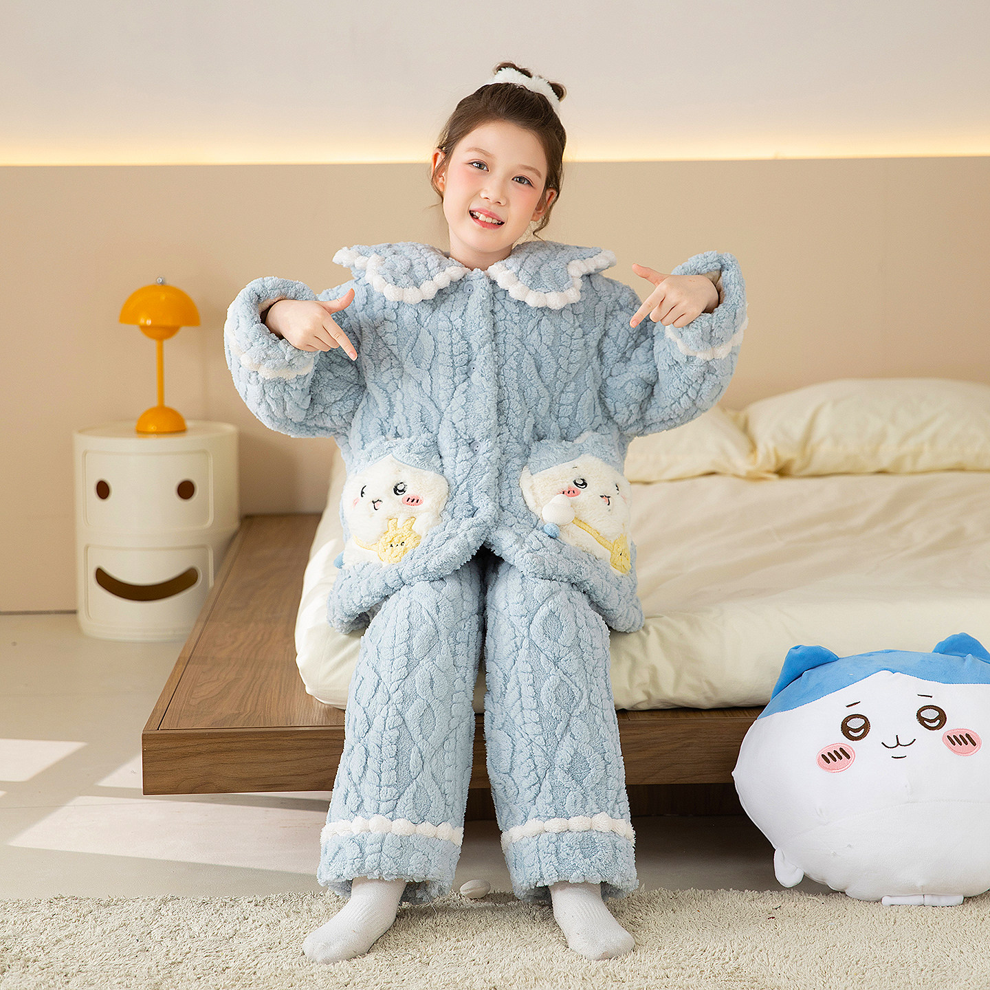儿童睡衣2026新款冬加厚女孩冬天季三层夹棉珊瑚绒加绒女童家居服