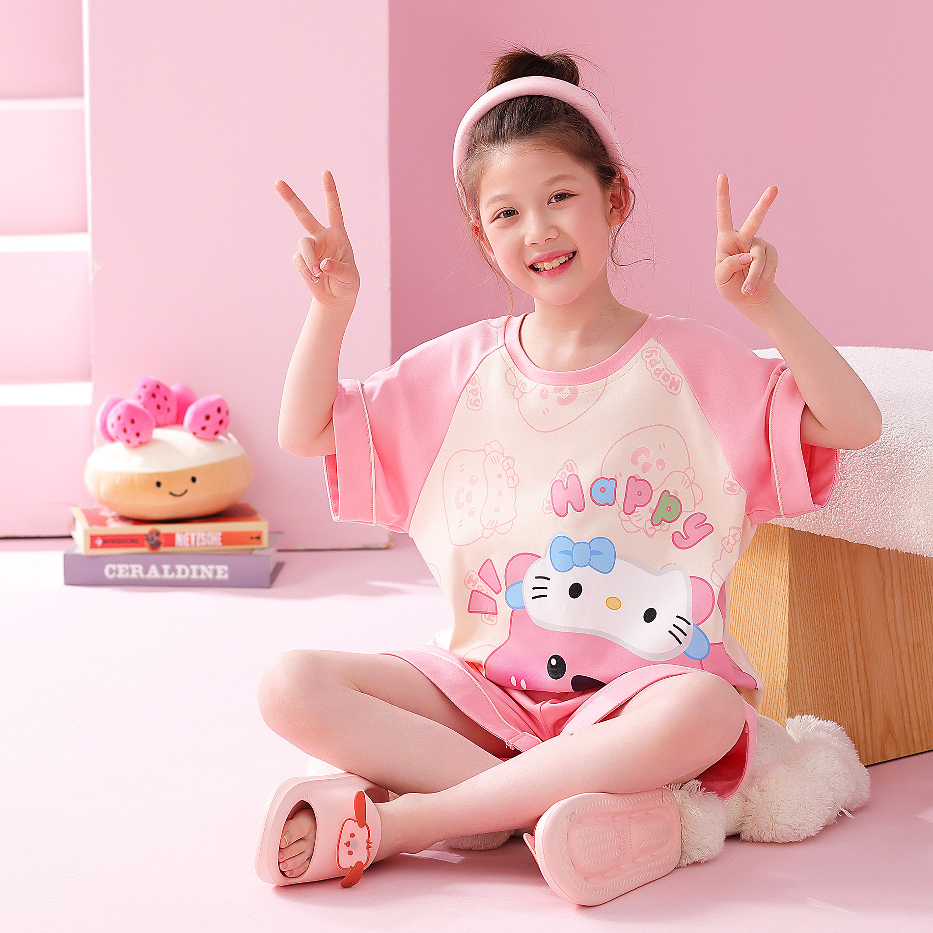 儿童睡衣女孩女童2026新款a类纯棉全棉夏季超火宝宝家居服青少年