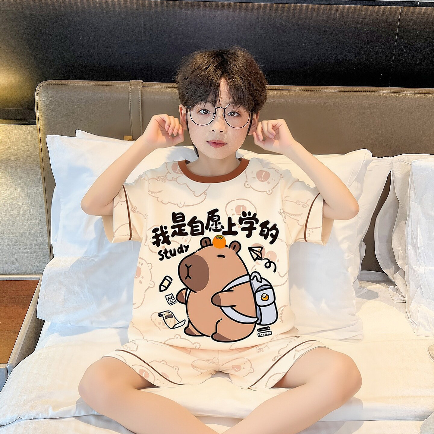儿童睡衣男孩夏季纯棉男童家居服