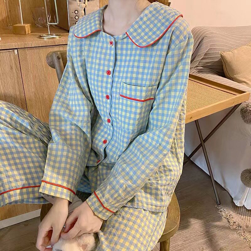 开衫睡衣女春秋季长袖长裤套装秋大码卡通休闲学生家居服两件套秋