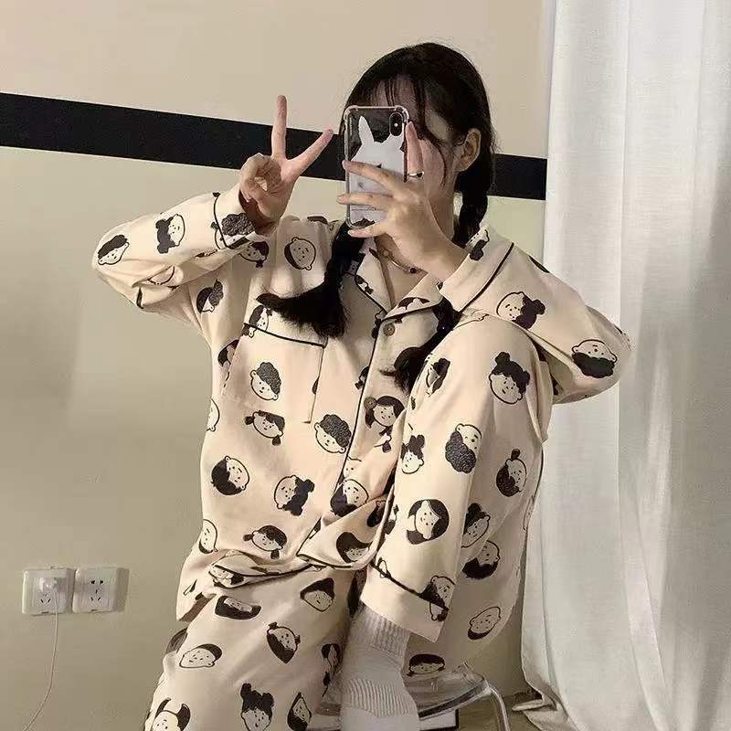 韩国ins睡衣春秋款女2026年新款长袖日系卡通可爱秋季家居服套装