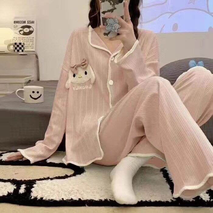 睡衣女春秋季2026新款长袖可爱甜美学生夏天开衫家居服套装