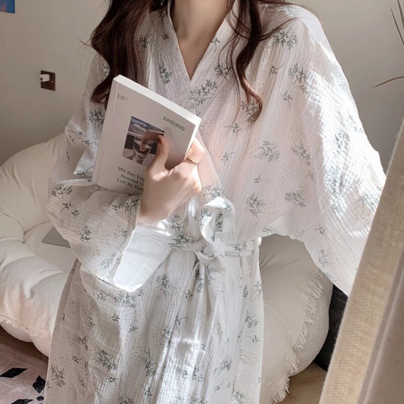 ins风睡袍女春夏季新款2026日式睡衣长款和服浴袍宽松碎花家居服
