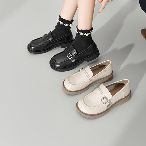 戈美其集合单鞋小皮鞋粗跟玛丽珍女鞋配裙子气质浅口单鞋子