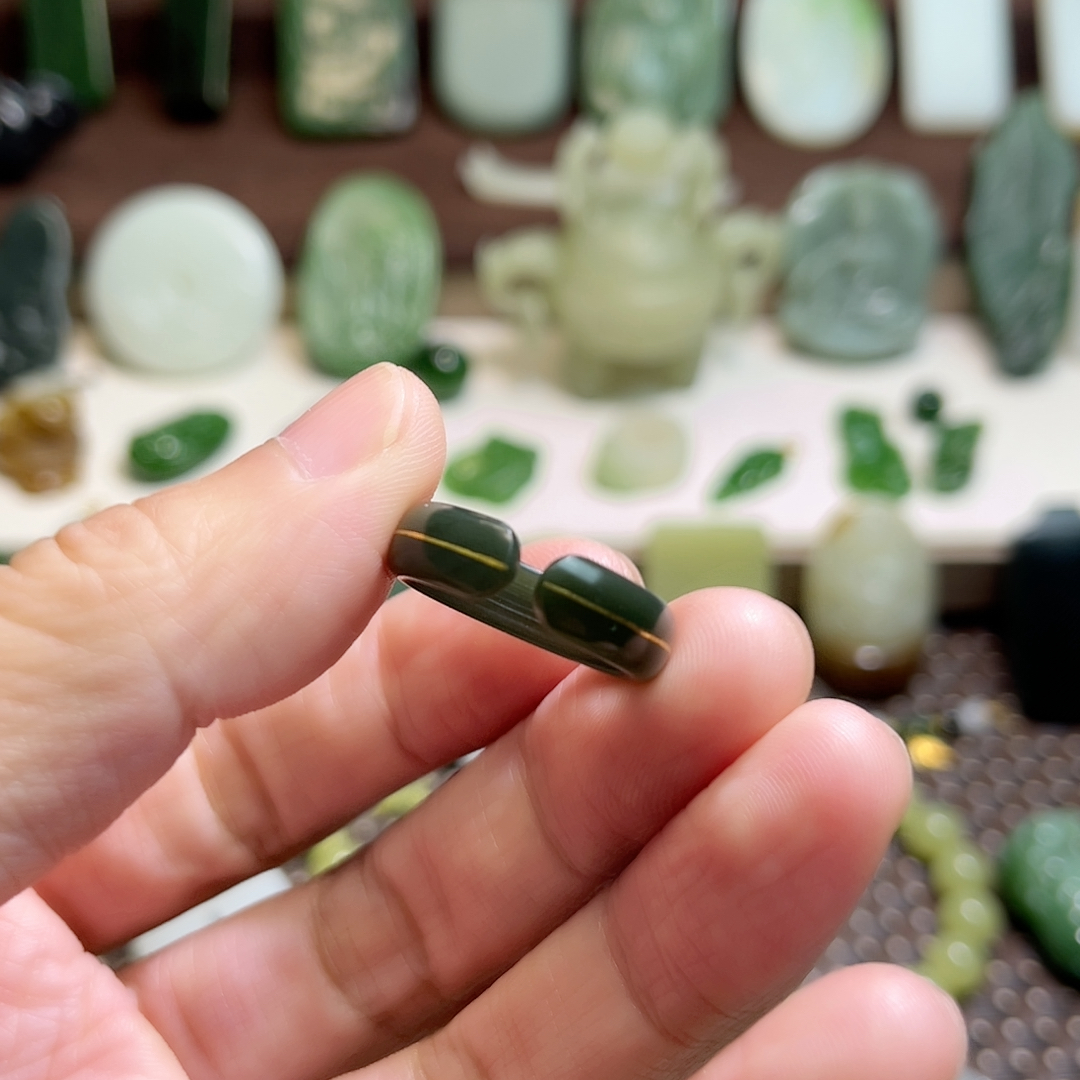 和田玉错金戒指