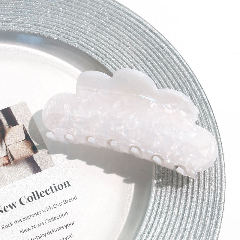 法式高颜值发夹白色云朵高级感大号盘发抓夹后脑勺鲨鱼夹发量多