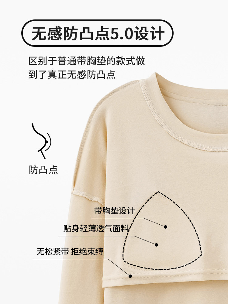 유방 패드가있는 FENTON KEAN 잠옷 여성 봄 가을 순수 코튼 긴 소매 2024 새로운 스타일 웨어러블 홈 의류 세트