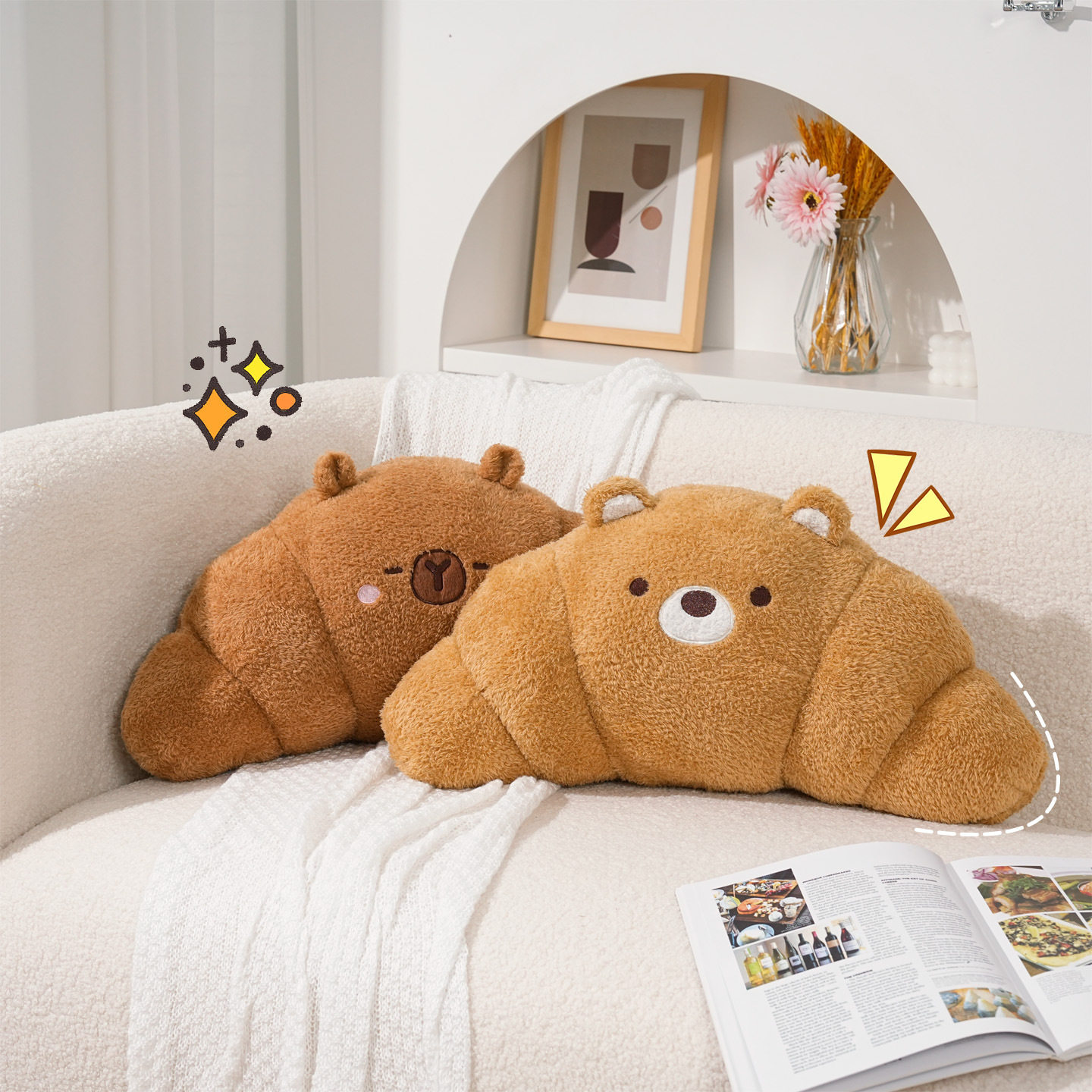 2025新款毛绒抱枕沙发靠枕创意床头靠垫玩偶公仔可爱装饰腰靠礼物,居家布艺,抱枕被,淘宝优惠券,粉丝福利购,淘宝优惠卷
