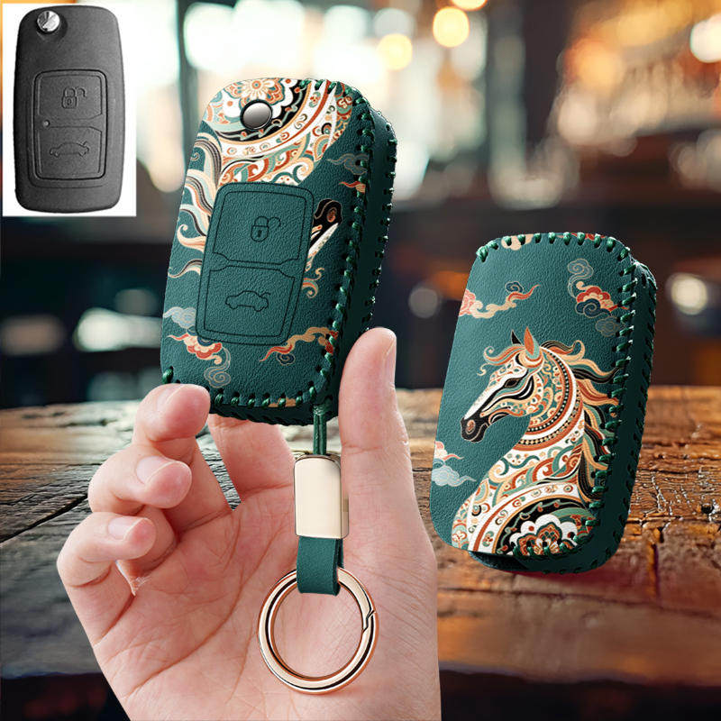 适用奇瑞风云2折叠e5老款a3瑞虎旗云2汽车钥匙套保护包壳扣女高级