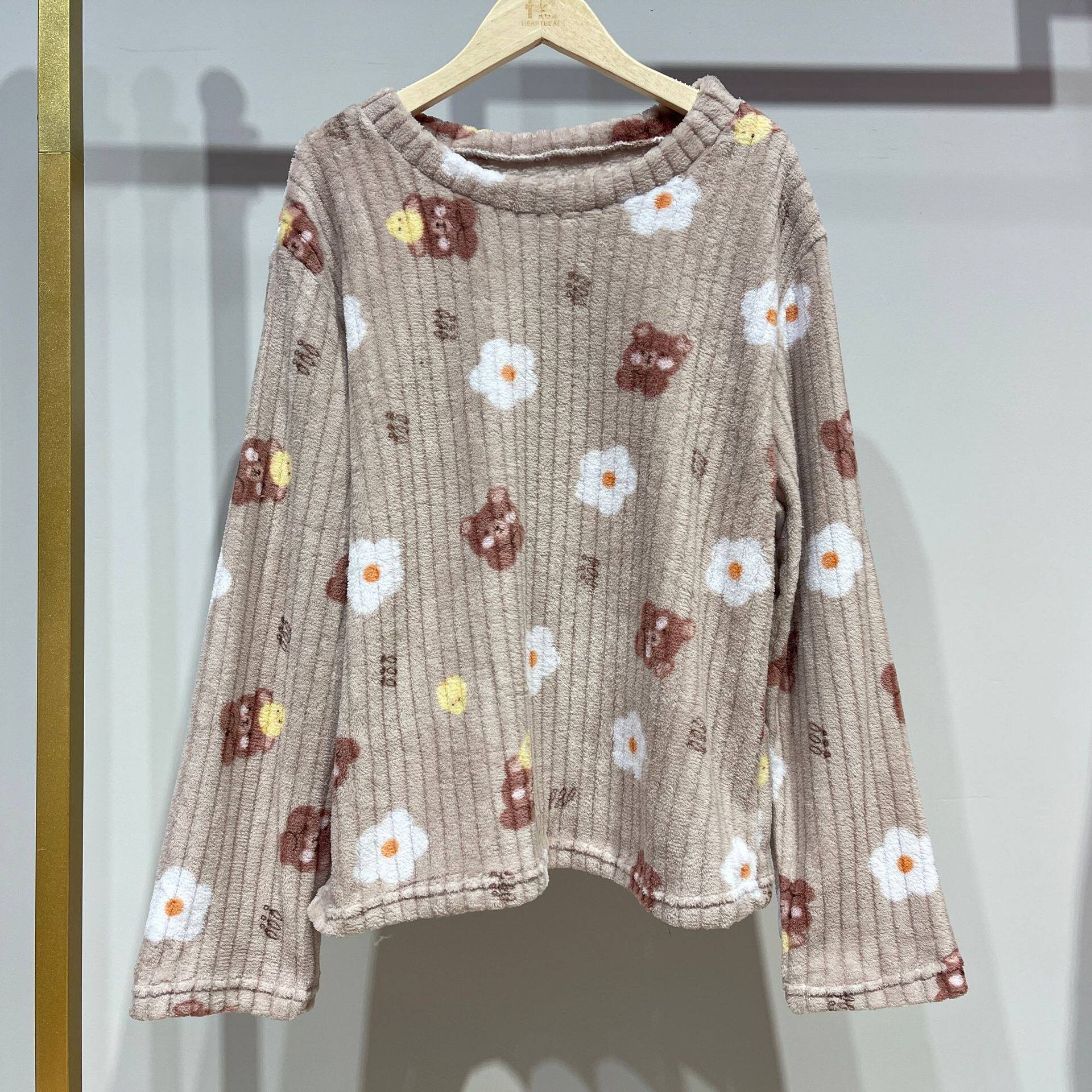 保暖上衣睡衣珊瑚绒宽松