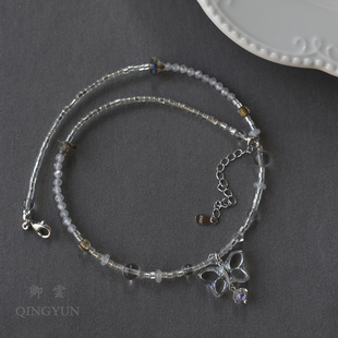 卿云原创设计感古着手工串珠锁骨链复古气质捷克珠choker项链女潮