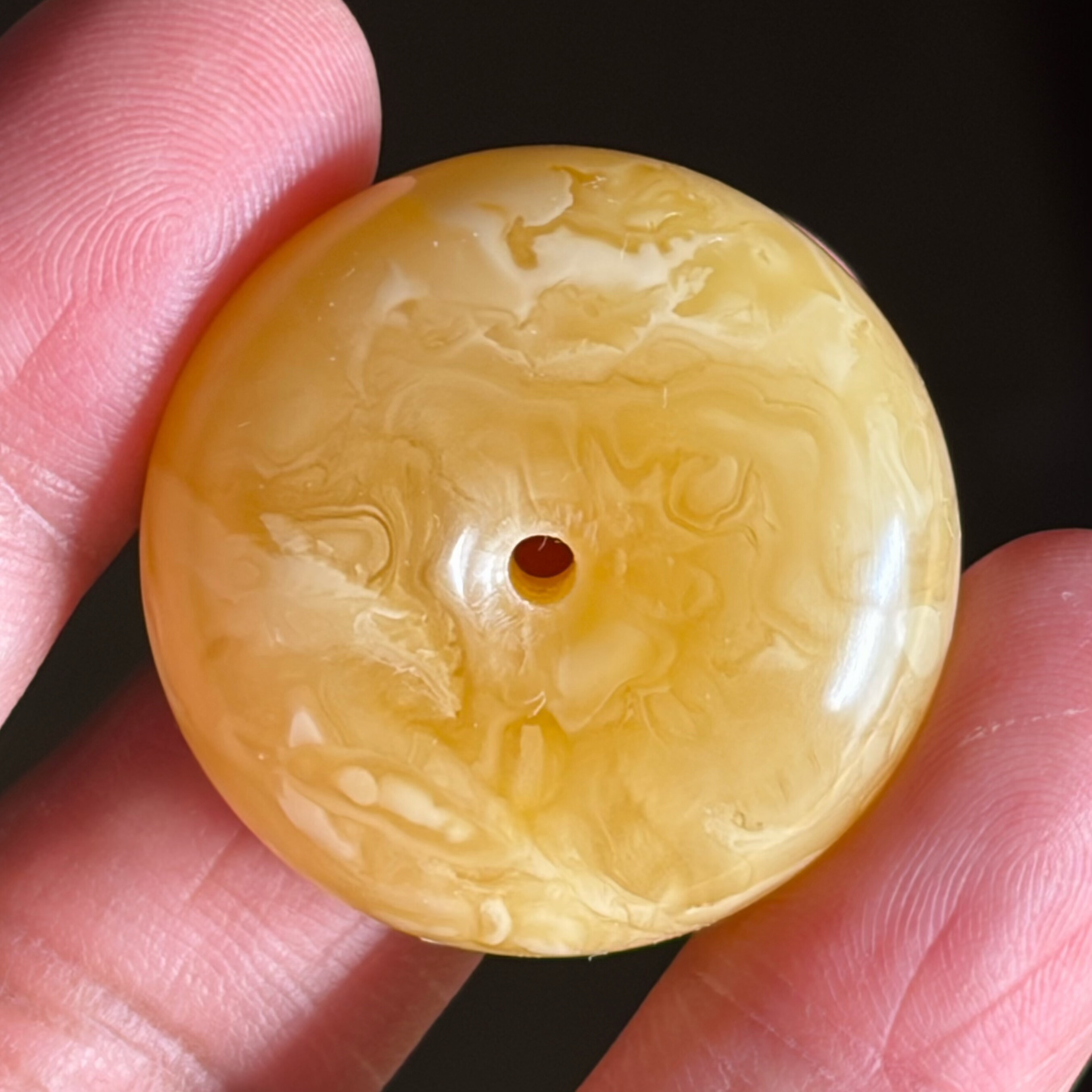 天然俄料黄白花蜜蜡手工精工平安手饰