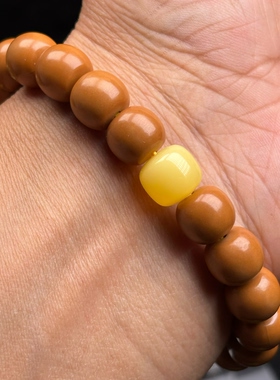 高油密精工猴头老型手串9-10毫米搭配俄料原矿全品10毫米以上蜜蜡