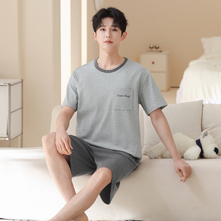 2026年新款睡衣男士夏季纯棉短袖短裤休闲男款学生大码家居服套装