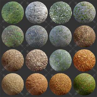 3dmax C4D KeyShot Maya泥土草地石头地面4K高清无缝贴图素材库