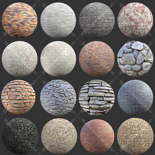 3dmax C4D KeyShot Maya红砖石砖石头墙面PBR高清无缝贴图素材库