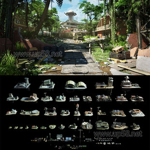 战争军事装备建筑武器车辆火炮帐篷防御塔3D模型 Blender C4D UE