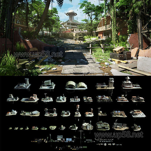 战争军事装备建筑武器车辆火炮帐篷防御塔3D模型 Blender C4D UE